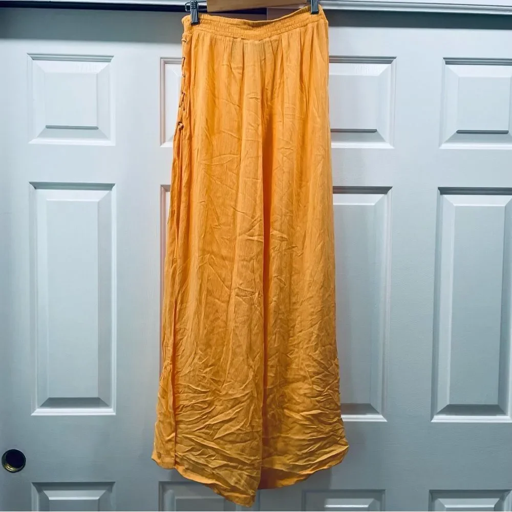 NWT ASOS Flourescent Orange Swim Cover Wide Leg  Pants Size 8